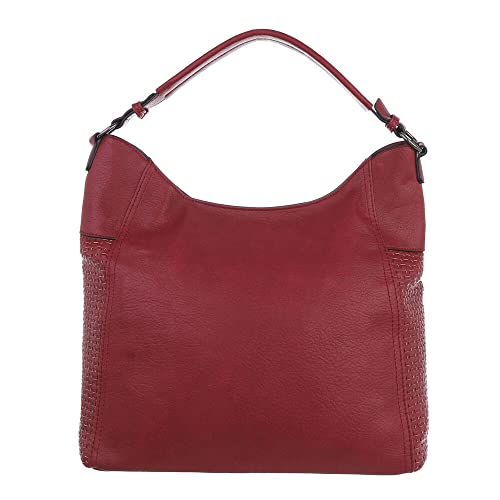 Ital Design MITTELGROßE DAMEN SCHULTERTASCHE KUNSTLEDER USED OPTIK SHOPPER HANDTASCHE ROT von Ital Design