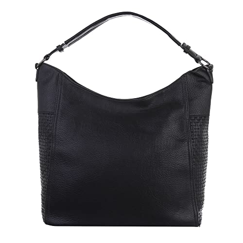 Ital Design MITTELGROßE DAMEN SCHULTERTASCHE KUNSTLEDER USED OPTIK SHOPPER HANDTASCHE SCHWARZ von Ital Design