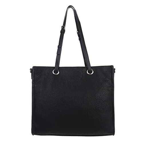 Ital Design MITTELGROßE DAMEN SCHULTERTASCHE KUNSTLEDER USED OPTIK SHOPPER HANDTASCHE SCHWARZ von Ital Design