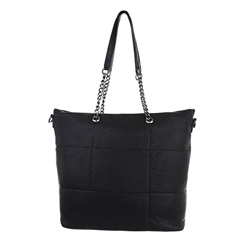 Ital Design MITTELGROßE DAMEN SCHULTERTASCHE KUNSTLEDER USED OPTIK SHOPPER HANDTASCHE SCHWARZ von Ital Design