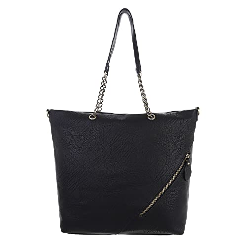 Ital Design MITTELGROßE DAMEN SCHULTERTASCHE KUNSTLEDER USED OPTIK SHOPPER SCHWARZ von Ital Design