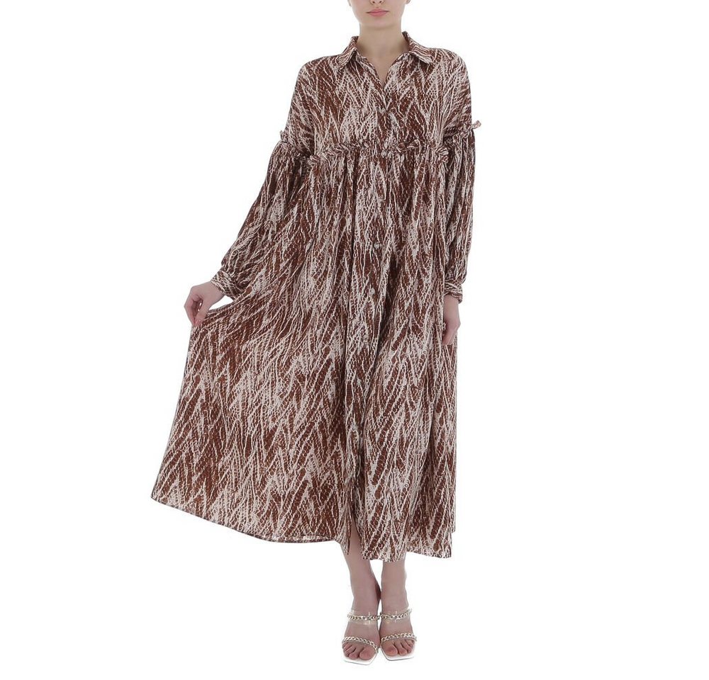 Ital-Design Maxikleid Damen Boho/Hippie Animal Print Maxikleid in Braun von Ital-Design