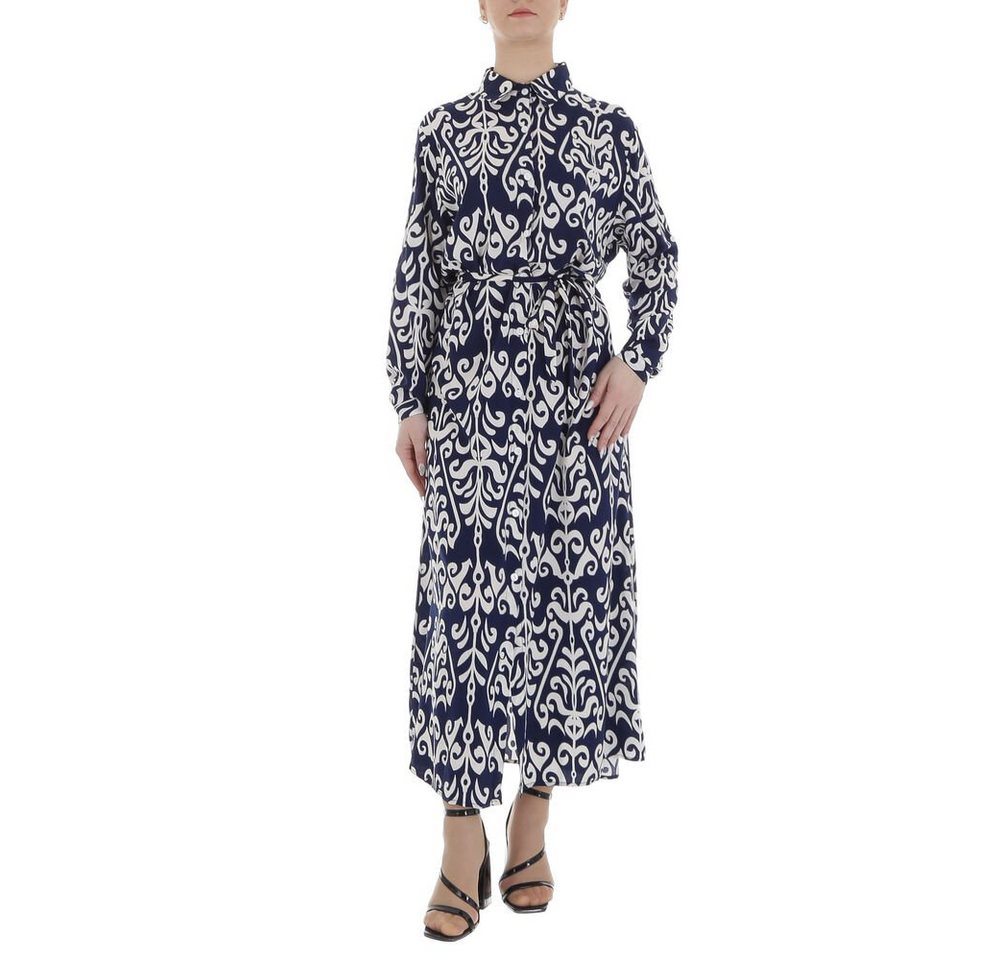 Ital-Design Maxikleid Damen Freizeit Ornamente Blusenkleid in Blau von Ital-Design