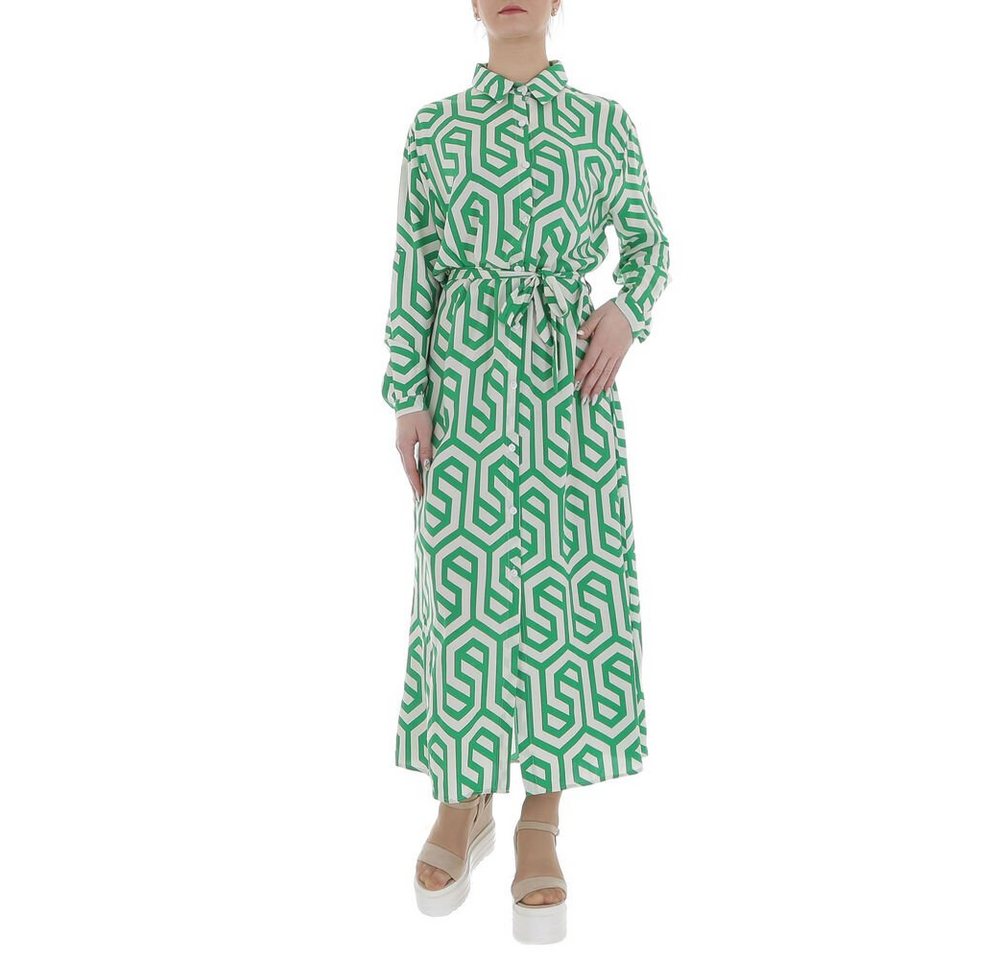 Ital-Design Maxikleid Damen Freizeit Ornamente Blusenkleid in Grün von Ital-Design