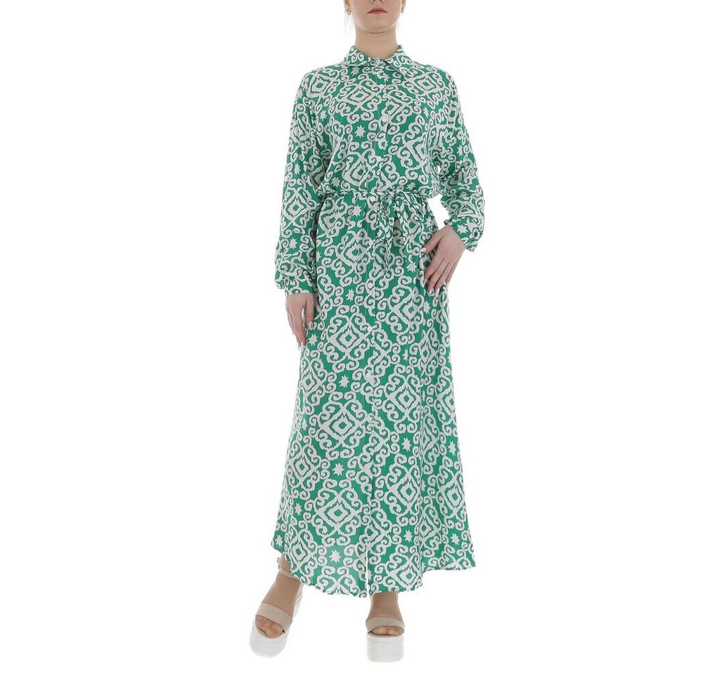 Ital-Design Maxikleid Damen Freizeit Ornamente Blusenkleid in Grün von Ital-Design