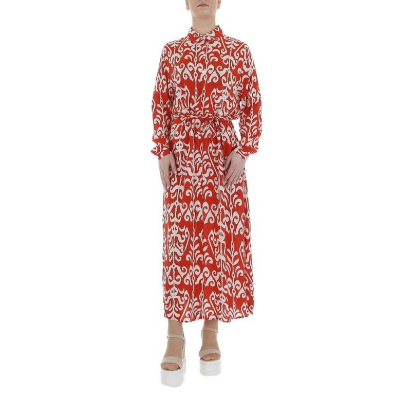 Ital-Design Maxikleid Damen Freizeit (85885233) Ornamente Blusenkleid in Rot von Ital-Design