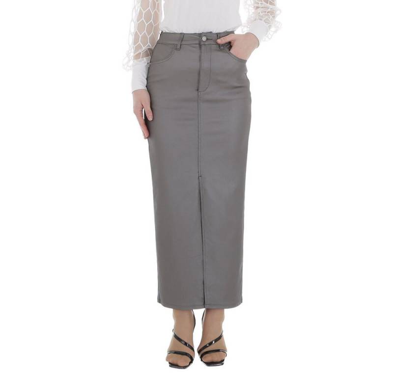 Ital-Design Maxirock Damen Elegant (86358986) Glänzend Maxirock in Grau von Ital-Design
