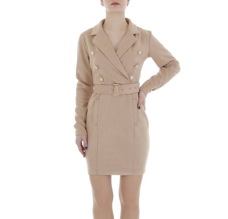 Ital-Design Minikleid Damen Elegant (86099083) Wickeloptik Stretch Samtoptik Minikleid in Hellbraun von Ital-Design