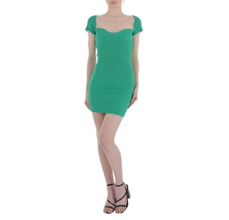 Ital-Design Minikleid Damen Elegant Stretch Strickoptik Minikleid in Grün von Ital-Design