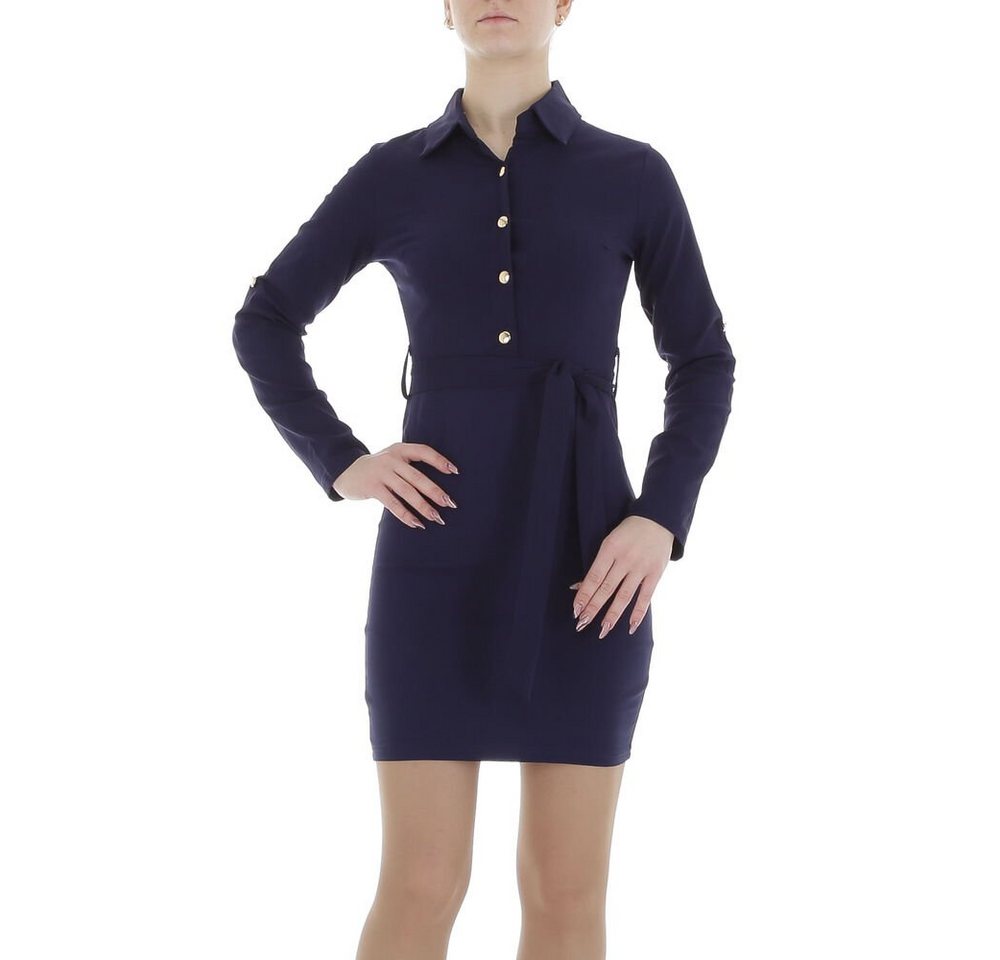 Ital-Design Minikleid Damen Freizeit Stretch Blusenkleid in Dunkelblau von Ital-Design