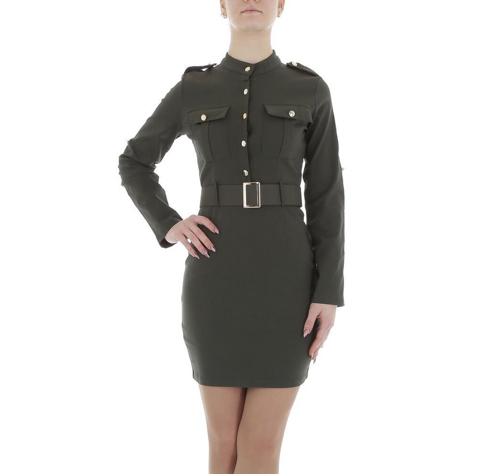 Ital-Design Minikleid Damen Freizeit Stretch Blusenkleid in Khaki von Ital-Design