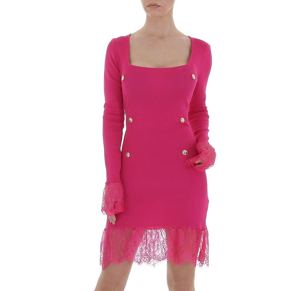 Ital-Design Minikleid Damen Party & Clubwear Knopfleiste Spitze Strickoptik Minikleid in Pink von Ital-Design