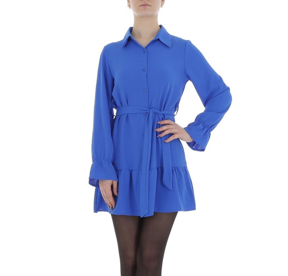 Ital-Design Minikleid Damen Party & Clubwear (85764932) Volants Chiffon Crinkle-Optik Blusenkleid in Blau von Ital-Design
