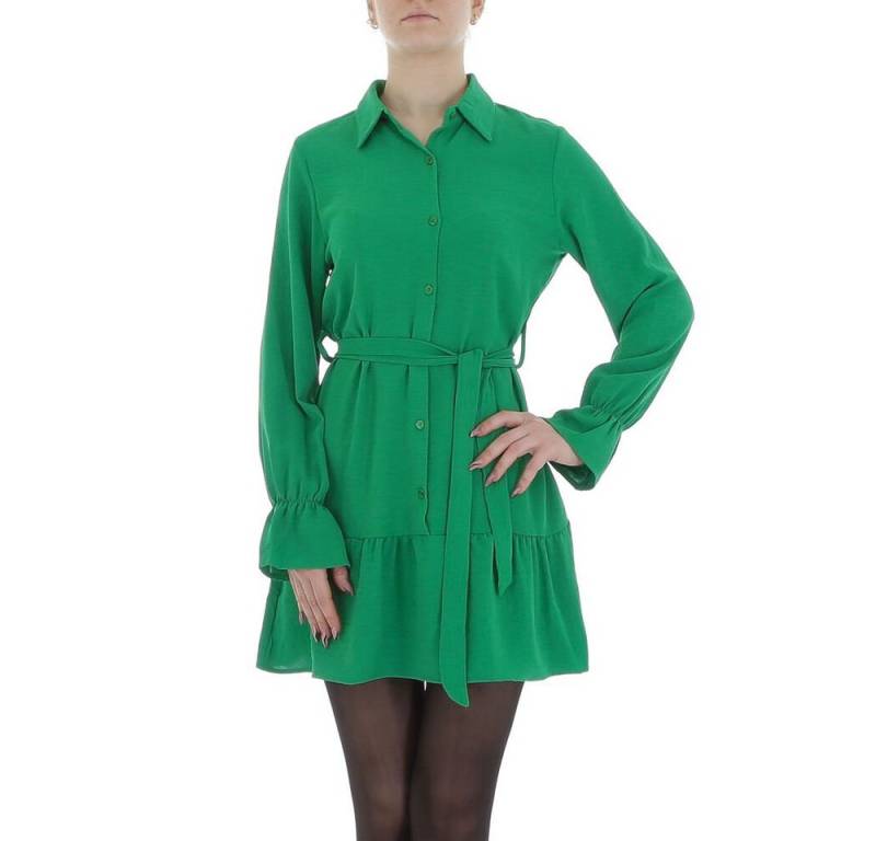 Ital-Design Minikleid Damen Party & Clubwear (85764927) Volants Chiffon Crinkle-Optik Blusenkleid in Grün von Ital-Design