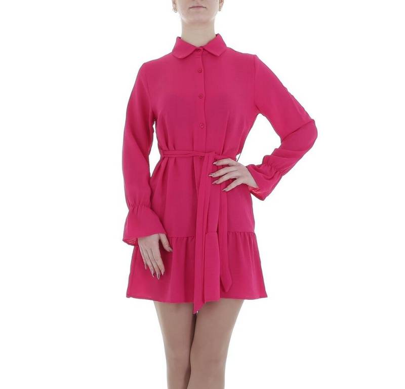 Ital-Design Minikleid Damen Party & Clubwear (85764929) Volants Chiffon Crinkle-Optik Blusenkleid in Pink von Ital-Design