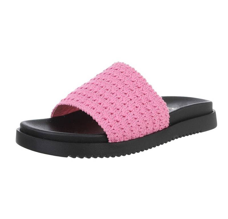 Ital-Design Moderne Damen Sandalen mit geflochtenem Obermaterial Pantolette (89372617) Flach Pantoletten in Pink von Ital-Design