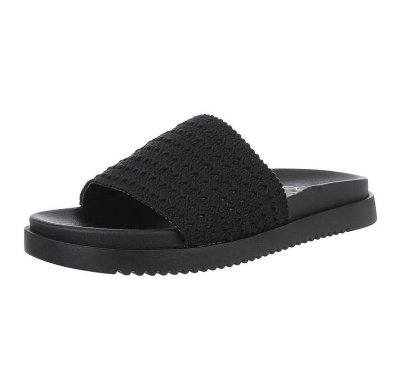 Ital-Design Moderne Damen Sandalen mit geflochtenem Obermaterial Pantolette (89372638) Flach Pantoletten in Schwarz von Ital-Design