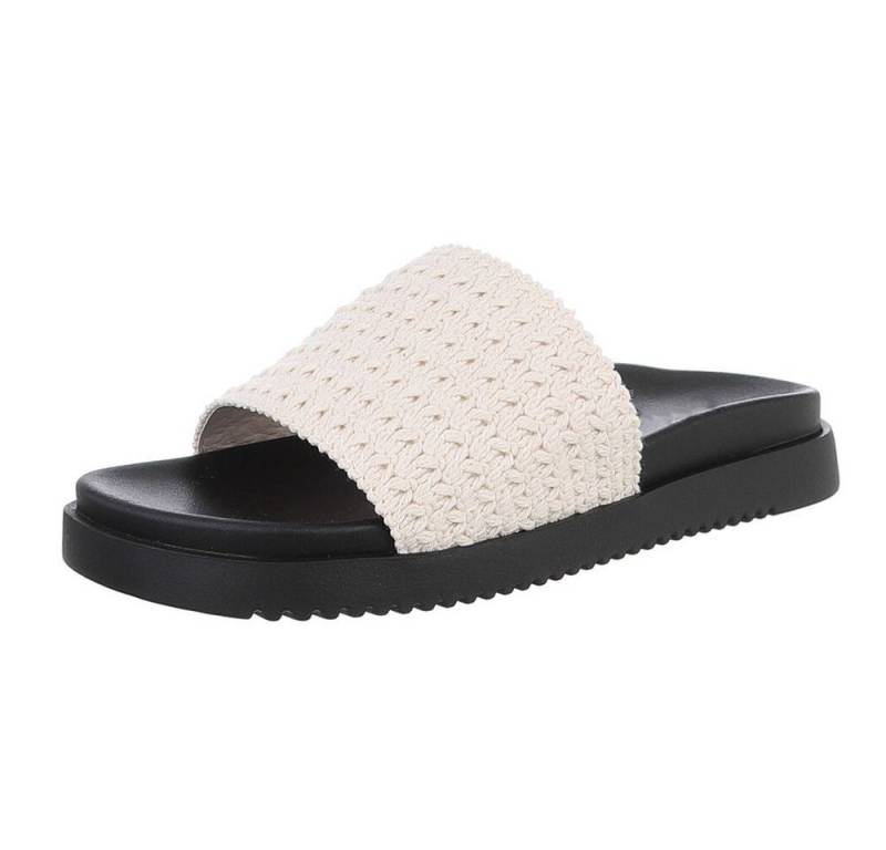 Ital-Design Moderne Damen Sandalen mit geflochtenem Obermaterial Pantolette (89372645) Flach Pantoletten in Beige von Ital-Design