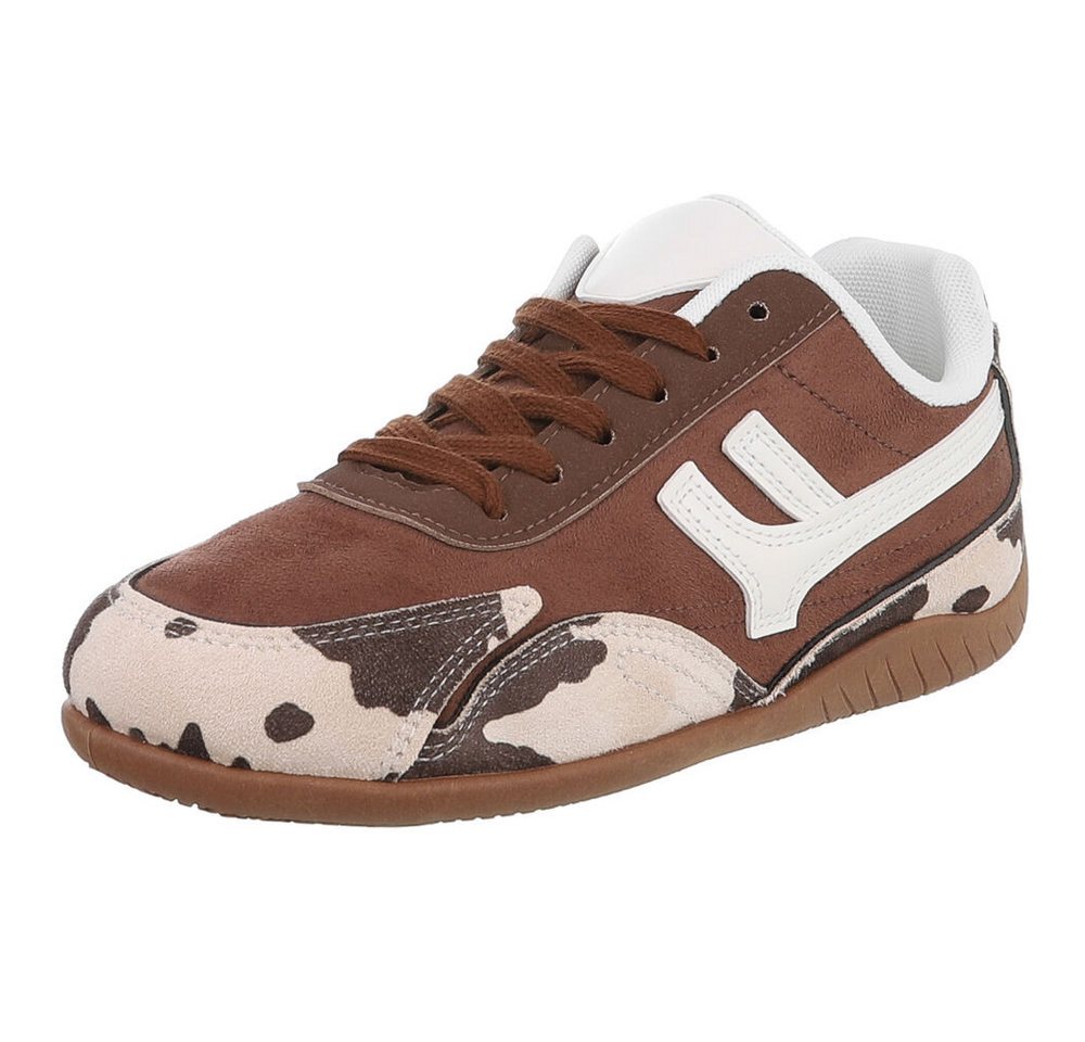 Ital-Design Moderne Damen Sneakers mit Komfort für Alltag und Freizeit Sneaker (90033116) Flach Sneakers Low in Braun von Ital-Design