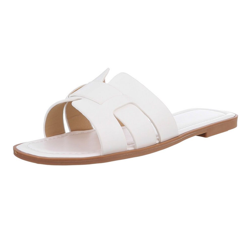 Ital-Design Moderne Sandalen für Freizeit und Sommervergnügen Pantolette (89322858) Blockabsatz Pantoletten in Weiß von Ital-Design
