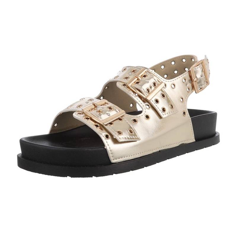 Ital-Design Moderne Sandalen mit Schnallen und erstklassigem Komfort Riemchensandalette (89323140) Flach Riemchensandalen in Gold von Ital-Design