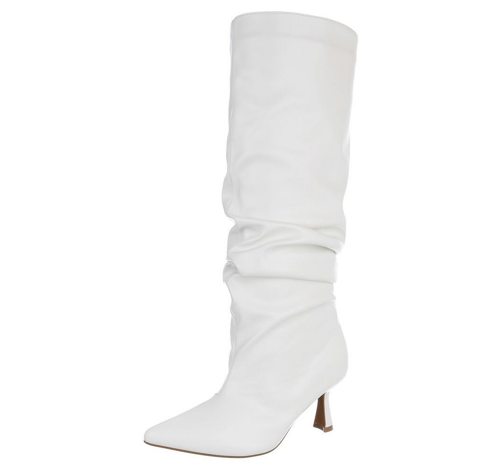 Ital-Design Moderne Slouch-Stiefel mit spitzer Zehenform für Damen Stiefel (90851727) Pfennig-/Stilettoabsatz Stiefel in Weiß von Ital-Design