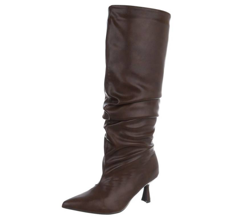 Ital-Design Moderne Slouch-Stiefel mit spitzer Zehenform für Damen Stiefel (90851735) Pfennig-/Stilettoabsatz Stiefel in Braun von Ital-Design