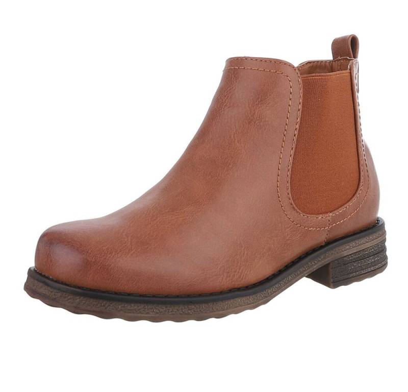 Ital-Design Modische Ankle Boots für Damen – Komfortabel & Stylisch Stiefelette (90169721) Blockabsatz Chelsea Boots in Camel von Ital-Design