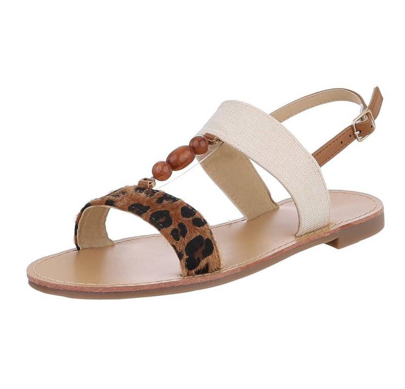 Ital-Design Modische Damen Sandalen mit Holzperlen für Sommerlook Riemchensandalette (89542637) Blockabsatz Riemchensandalen in Braun von Ital-Design