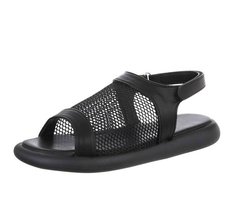 Ital-Design Modische Damen Sandalen mit Mesh-Oberfläche für den Sommer Riemchensandalette (89852445) Flach Riemchensandalen in Schwarz von Ital-Design