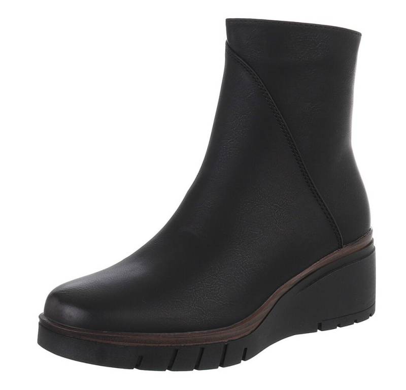 Ital-Design Modische Damen-Stiefeletten mit Komfort für Alltag und Freizeit Keilstiefelette (90649048) Keilabsatz/Wedge Stiefeletten in Schwarz von Ital-Design