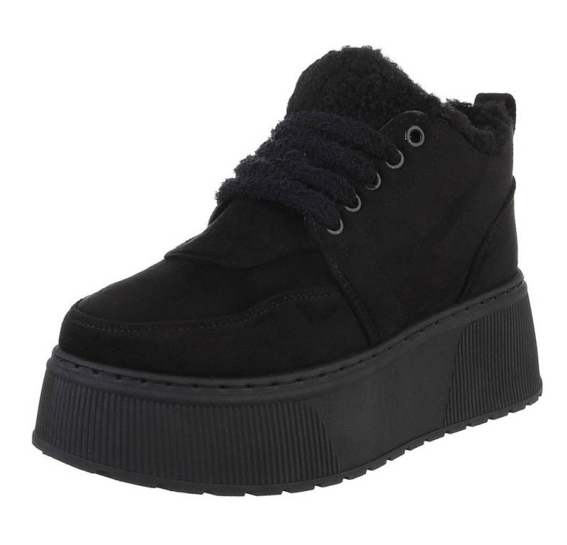 Ital-Design Modische Sneaker mit kuscheliger Fütterung für Damen Snowboots (90458038) Keilabsatz/Wedge Stiefeletten in Schwarz von Ital-Design