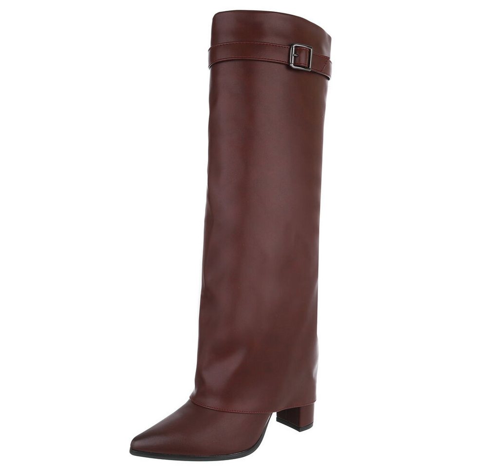 Ital-Design Modische Stiefel mit Blockabsatz und eleganten Details High-Heel-Stiefel (90482803) Blockabsatz Stiefel in Weinrot von Ital-Design