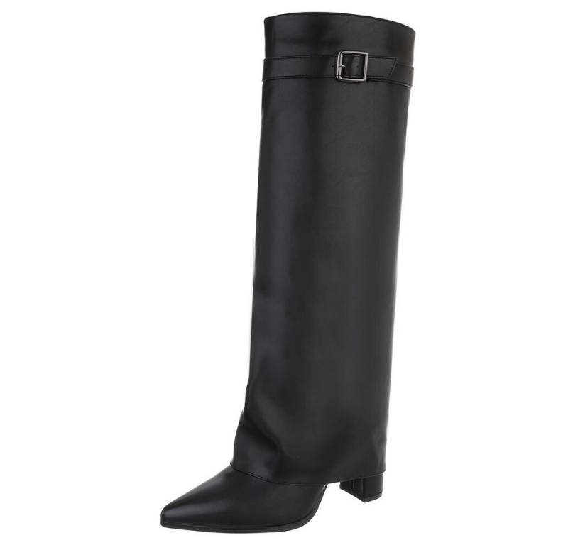 Ital-Design Modische Stiefel mit Blockabsatz und eleganten Details High-Heel-Stiefel (90482823) Blockabsatz Stiefel in Schwarz von Ital-Design