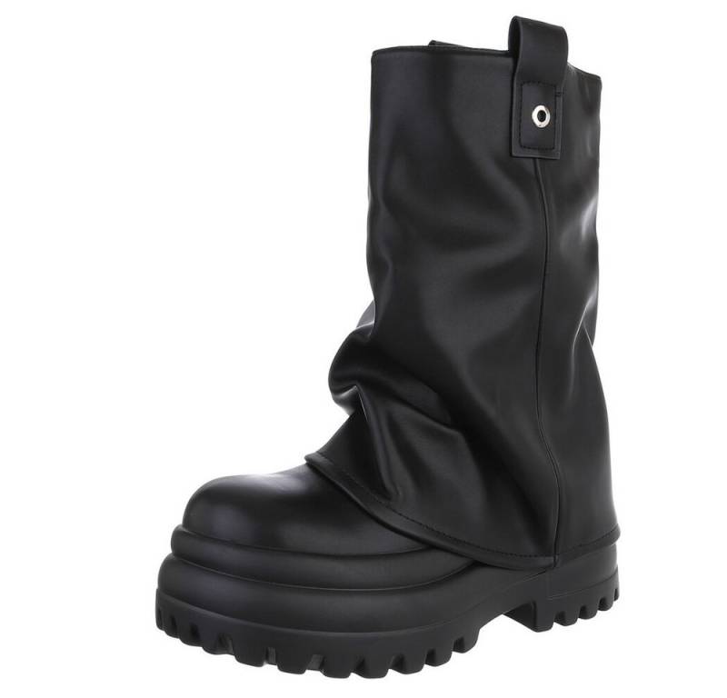 Ital-Design Modische Stiefeletten aus hochwertigem Material für Damen Westernstiefelette (90514976) Blockabsatz Stiefeletten in Schwarz von Ital-Design