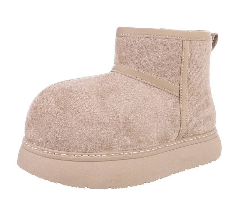 Ital-Design Modischer Damen-Stiefel mit hohem Komfort für Alltag Snowboots (90417736) Flach Plateaustiefeletten in Hellbraun von Ital-Design