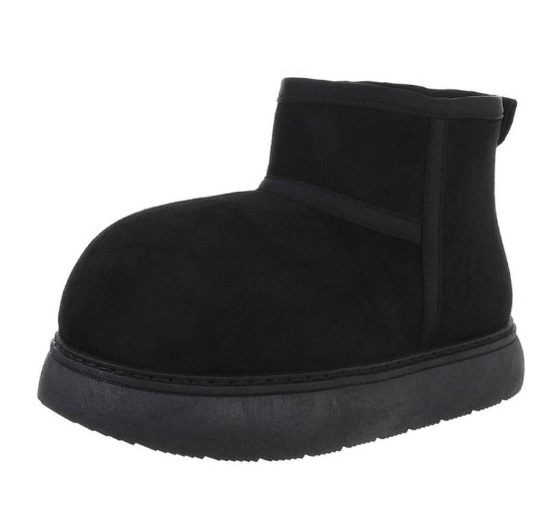 Ital-Design Modischer Damen-Stiefel mit hohem Komfort für Alltag Snowboots (90417746) Flach Plateaustiefeletten in Schwarz von Ital-Design