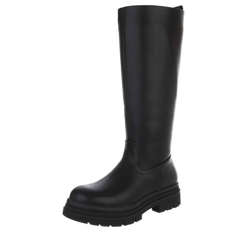 Ital-Design Modischer Damen Stiefel mit voluminösem Absatz Plateaustiefel (90153032) Blockabsatz Stiefel in Schwarz von Ital-Design