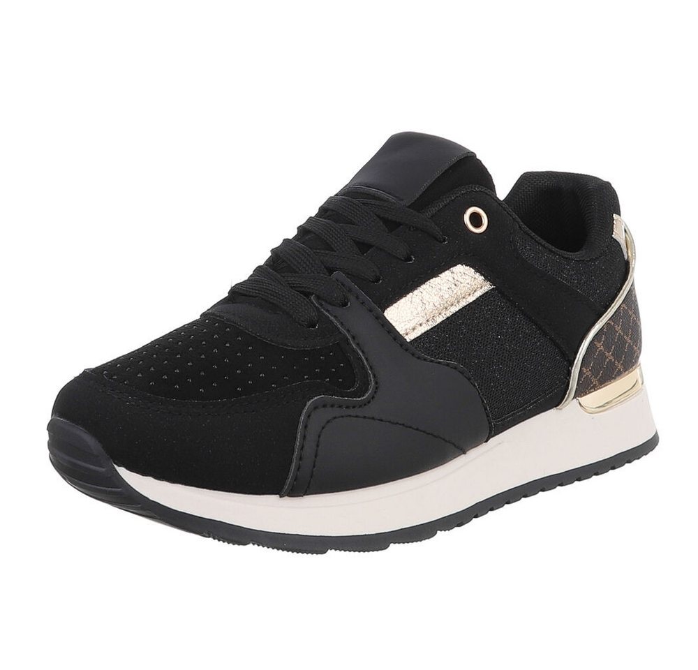 Ital-Design Modischer Sneaker für Damen – Bequem und stylish im Alltag Sneaker (90169697) Keilabsatz/Wedge Sneakers Low in Schwarz von Ital-Design