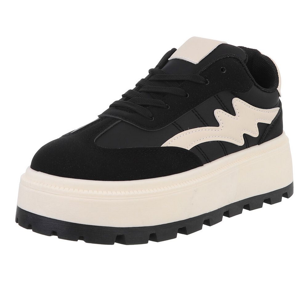 Ital-Design Modischer Sneaker für Damen mit bequemer Sohle Sneaker (90033148) Keilabsatz/Wedge Sneakers Low in Schwarz von Ital-Design