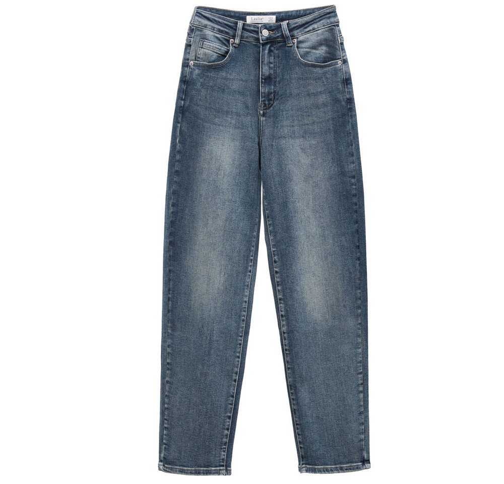 Ital-Design Mom-Jeans Damen Freizeit (90635492) Used-Look Stretch High Waist Jeans in Blau von Ital-Design