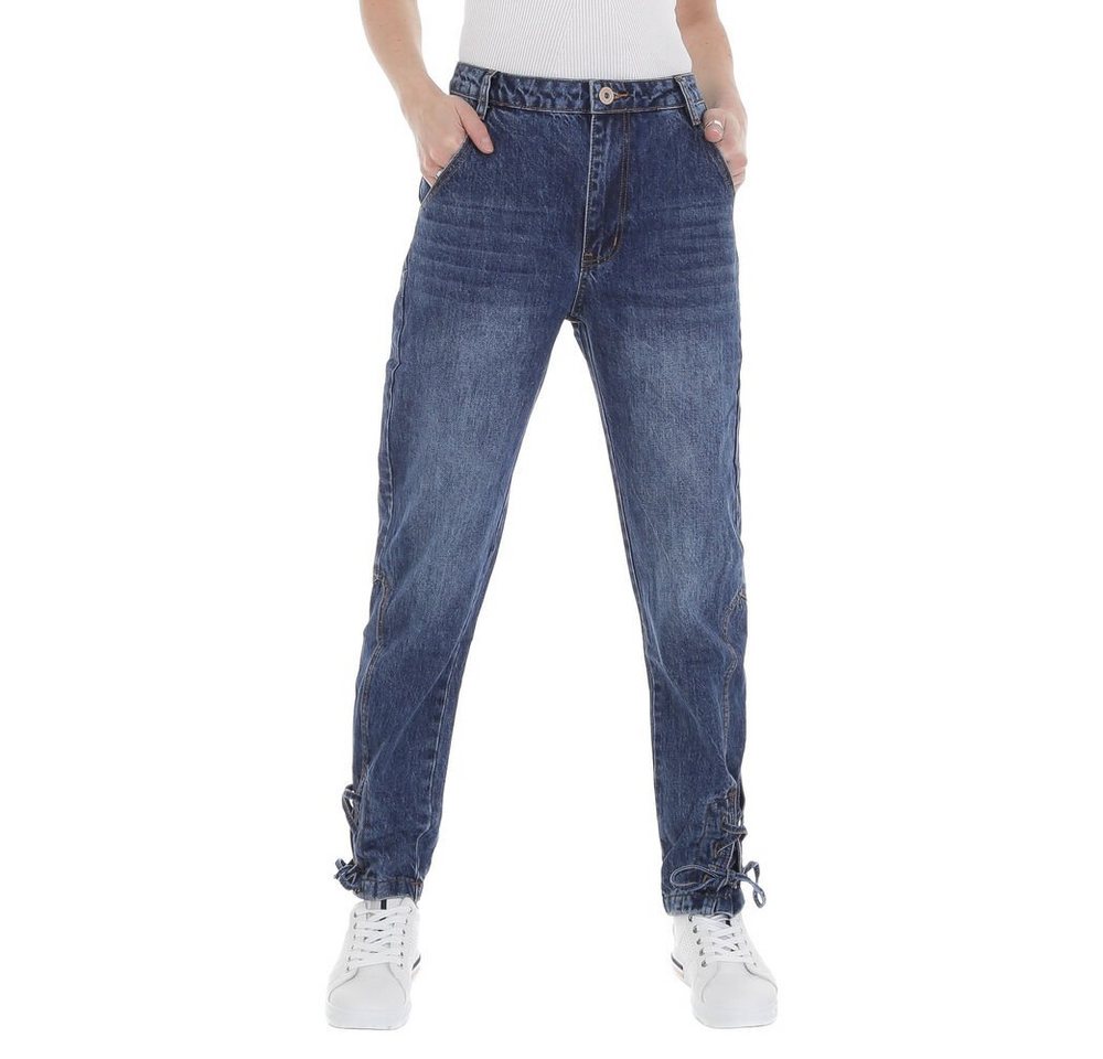 Ital-Design Mom-Jeans Damen Freizeit Used-Look High Waist Jeans in Blau von Ital-Design