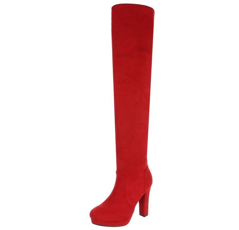 Ital-Design Overknee-Stiefel mit hohem Absatz für Damen eleganter Look Overkneestiefel (90726985) Blockabsatz Stiefel in Rot von Ital-Design