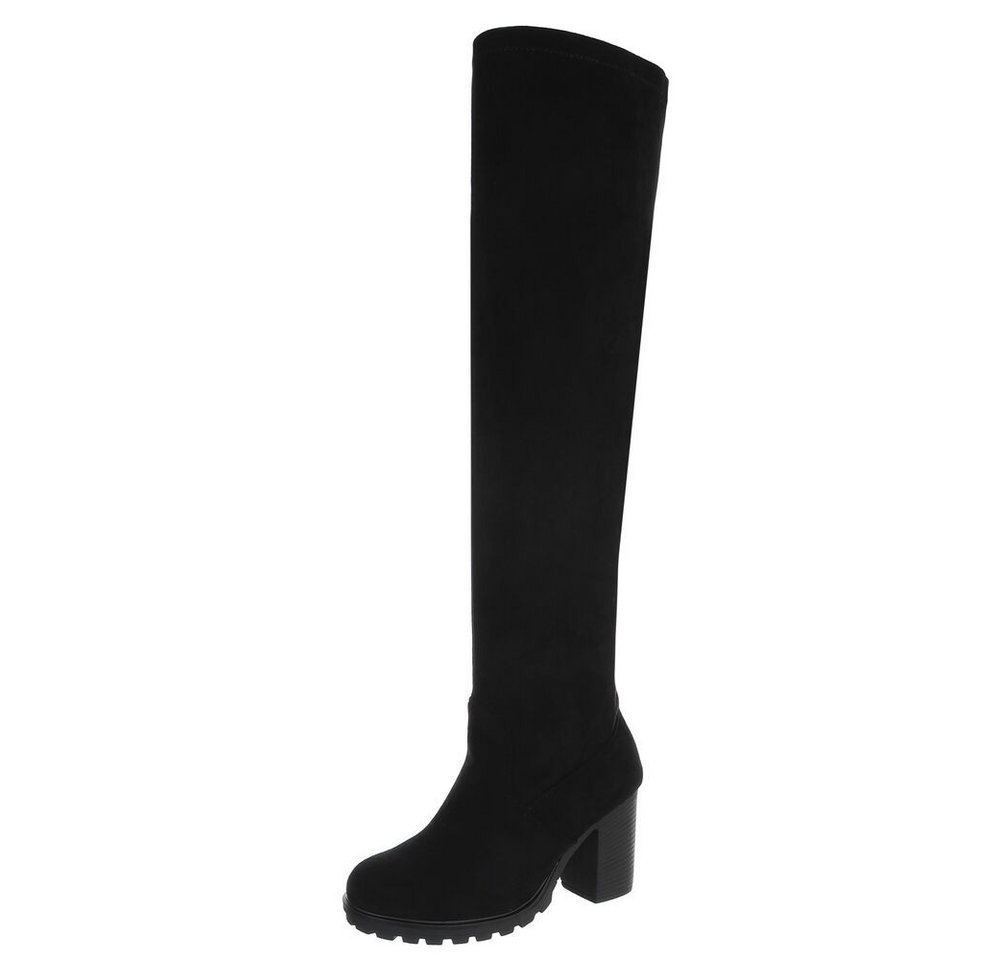 Ital-Design Overkneestiefel mit Blockabsatz für Damen, hochqualitativ Overkneestiefel (90827513) Blockabsatz Stiefel in Schwarz von Ital-Design
