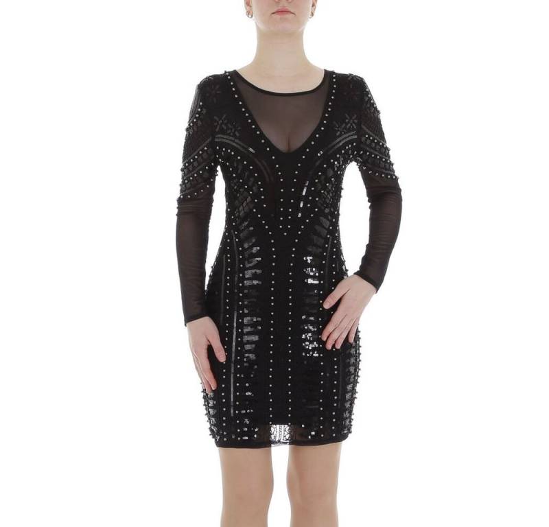 Ital-Design Partykleid Damen Party & Clubwear Pencil (86365280) Pailletten Stretch Minikleid in Schwarz von Ital-Design