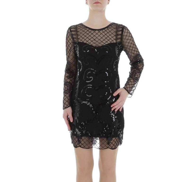 Ital-Design Partykleid Damen Party & Clubwear Pencil (86365318) Pailletten Glänzend Tüll Minikleid in Schwarz von Ital-Design