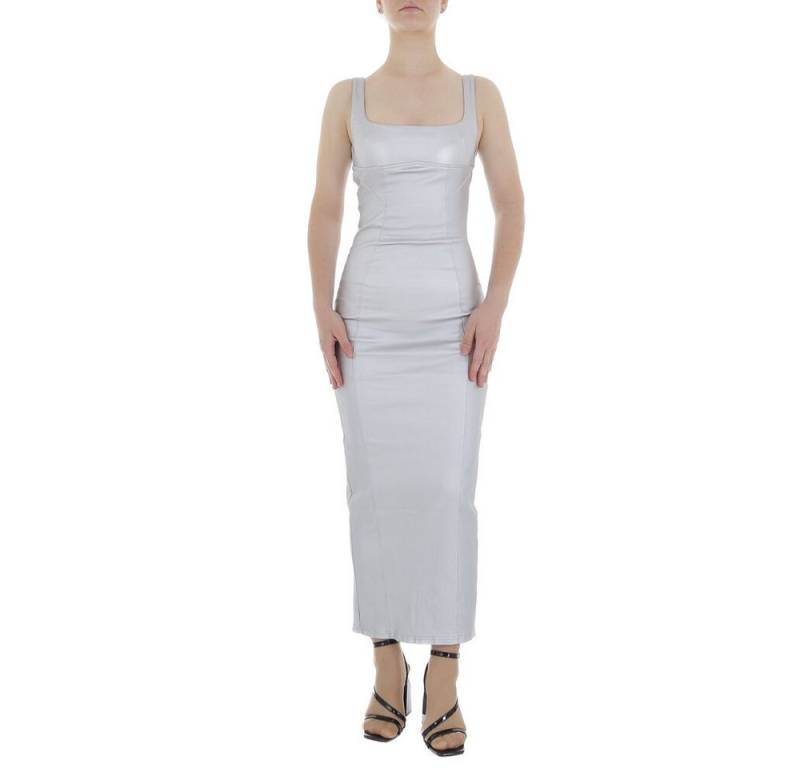 Ital-Design Partykleid Damen Party & Clubwear Pencil (86746060) Glitzer Glänzend Maxikleid in Silber von Ital-Design