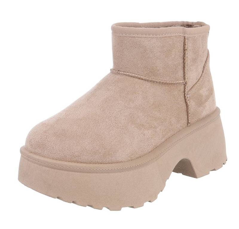 Ital-Design Plattform Ankle Boots für Damen – Stilvoll & Bequem Snowboots (90503033) Blockabsatz Stiefeletten in Hellbraun von Ital-Design
