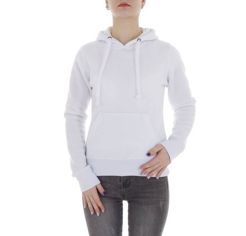 Ital-Design Plisseeshirt Damen Freizeit (86099160) Kapuze Pullover & Strick in Weiß von Ital-Design