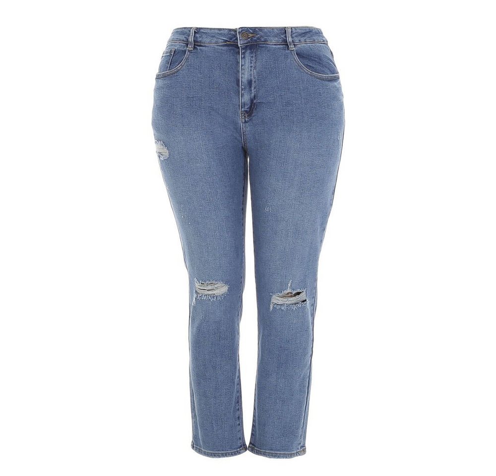 Ital-Design Relax-fit-Jeans Damen Freizeit Destroyed-Look Stretch Relaxed Fit Jeans in Blau von Ital-Design